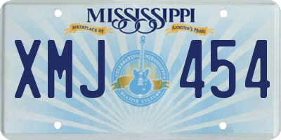 MS license plate XMJ454
