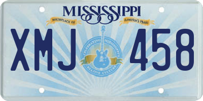 MS license plate XMJ458