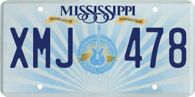 MS license plate XMJ478