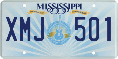 MS license plate XMJ501