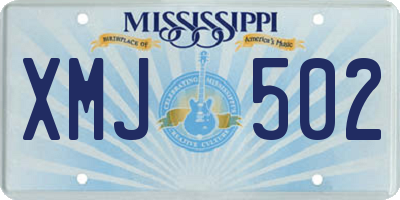 MS license plate XMJ502