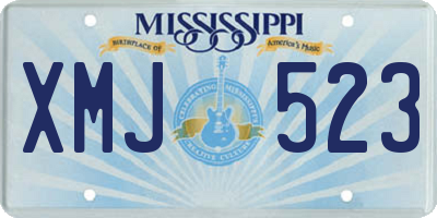 MS license plate XMJ523