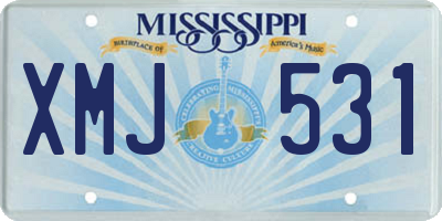 MS license plate XMJ531