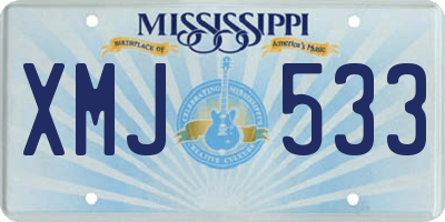 MS license plate XMJ533