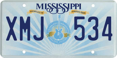 MS license plate XMJ534