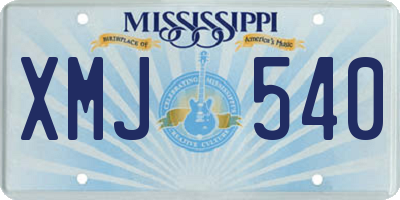 MS license plate XMJ540