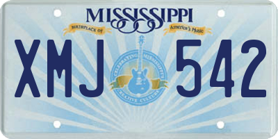 MS license plate XMJ542