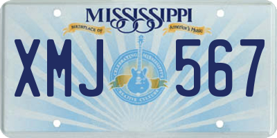 MS license plate XMJ567