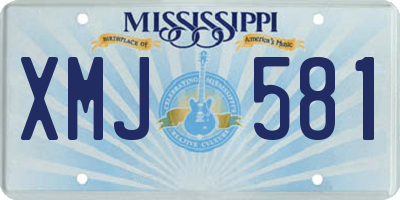 MS license plate XMJ581