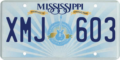 MS license plate XMJ603