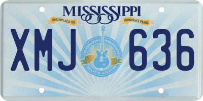MS license plate XMJ636