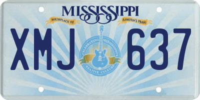 MS license plate XMJ637