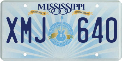 MS license plate XMJ640
