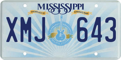 MS license plate XMJ643