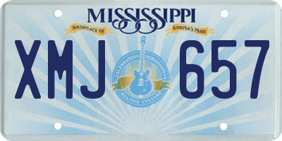 MS license plate XMJ657