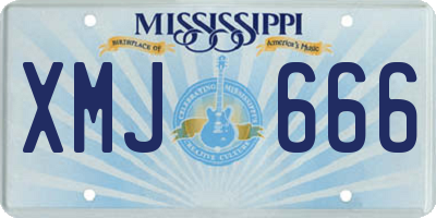 MS license plate XMJ666