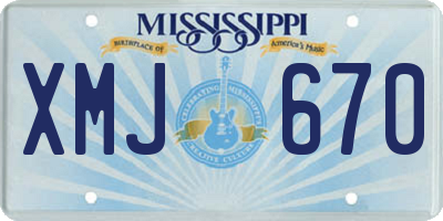 MS license plate XMJ670