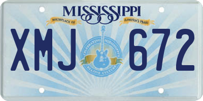MS license plate XMJ672