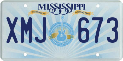 MS license plate XMJ673