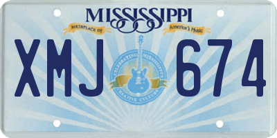 MS license plate XMJ674