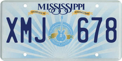 MS license plate XMJ678