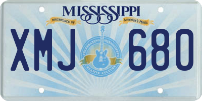 MS license plate XMJ680