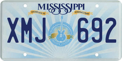 MS license plate XMJ692