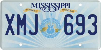 MS license plate XMJ693