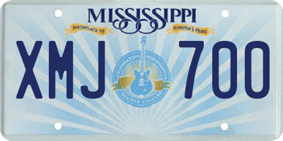MS license plate XMJ700