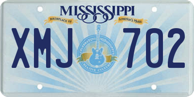 MS license plate XMJ702