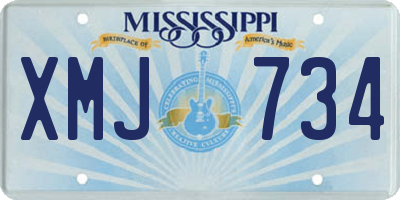 MS license plate XMJ734