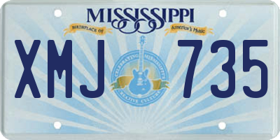 MS license plate XMJ735