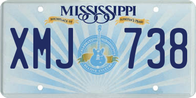 MS license plate XMJ738