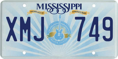 MS license plate XMJ749
