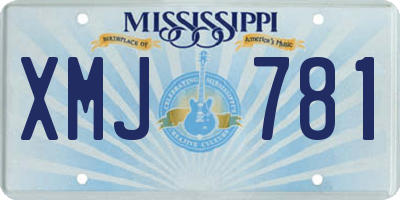 MS license plate XMJ781