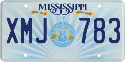 MS license plate XMJ783