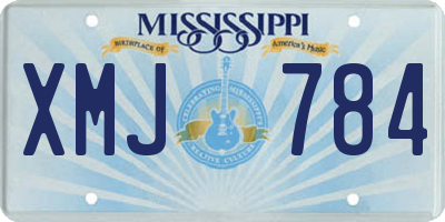 MS license plate XMJ784