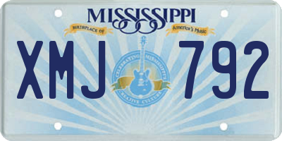 MS license plate XMJ792