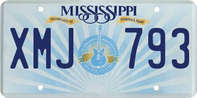 MS license plate XMJ793