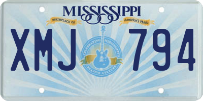 MS license plate XMJ794