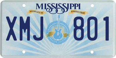 MS license plate XMJ801