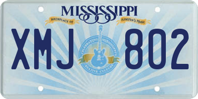 MS license plate XMJ802