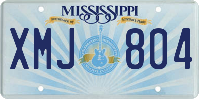 MS license plate XMJ804