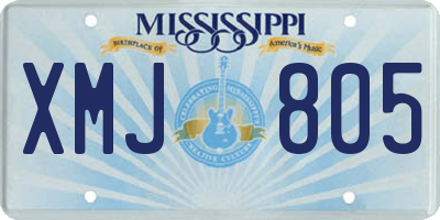 MS license plate XMJ805