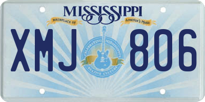 MS license plate XMJ806