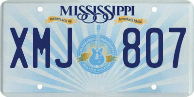 MS license plate XMJ807
