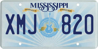MS license plate XMJ820