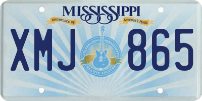 MS license plate XMJ865