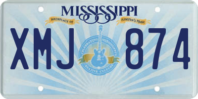 MS license plate XMJ874