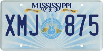 MS license plate XMJ875